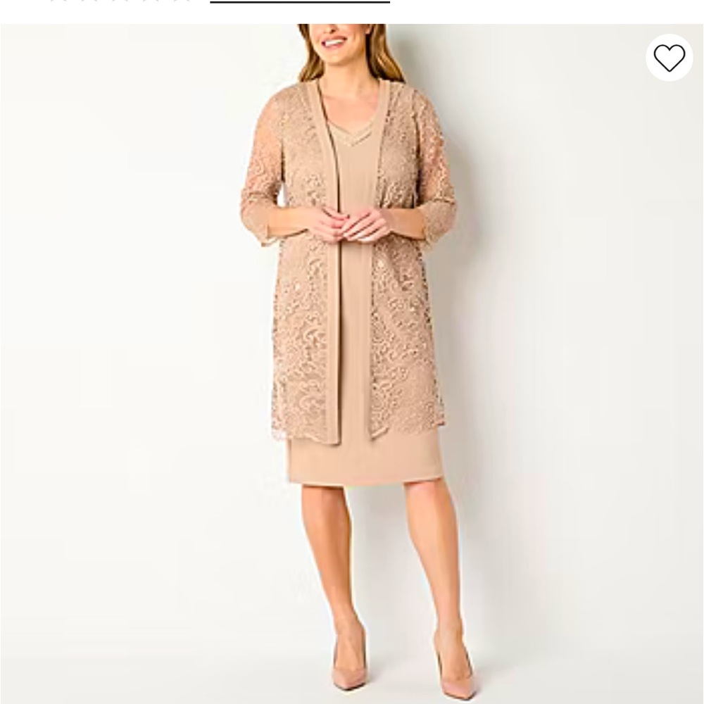 Maya Brooke Embellished Jacket Dress size 10 Taupe/champagne